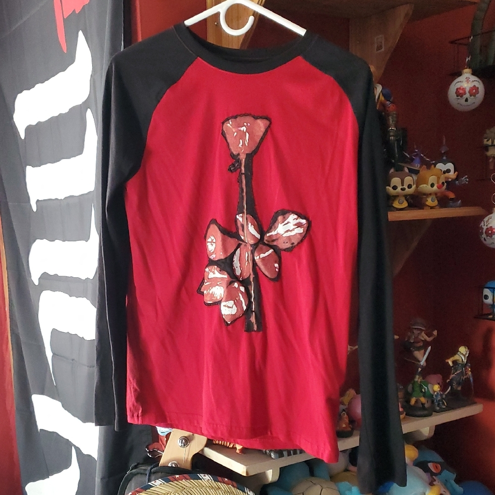 George Red & Black Baseball Shirt w/ Handsewn Depeche Mode Logo